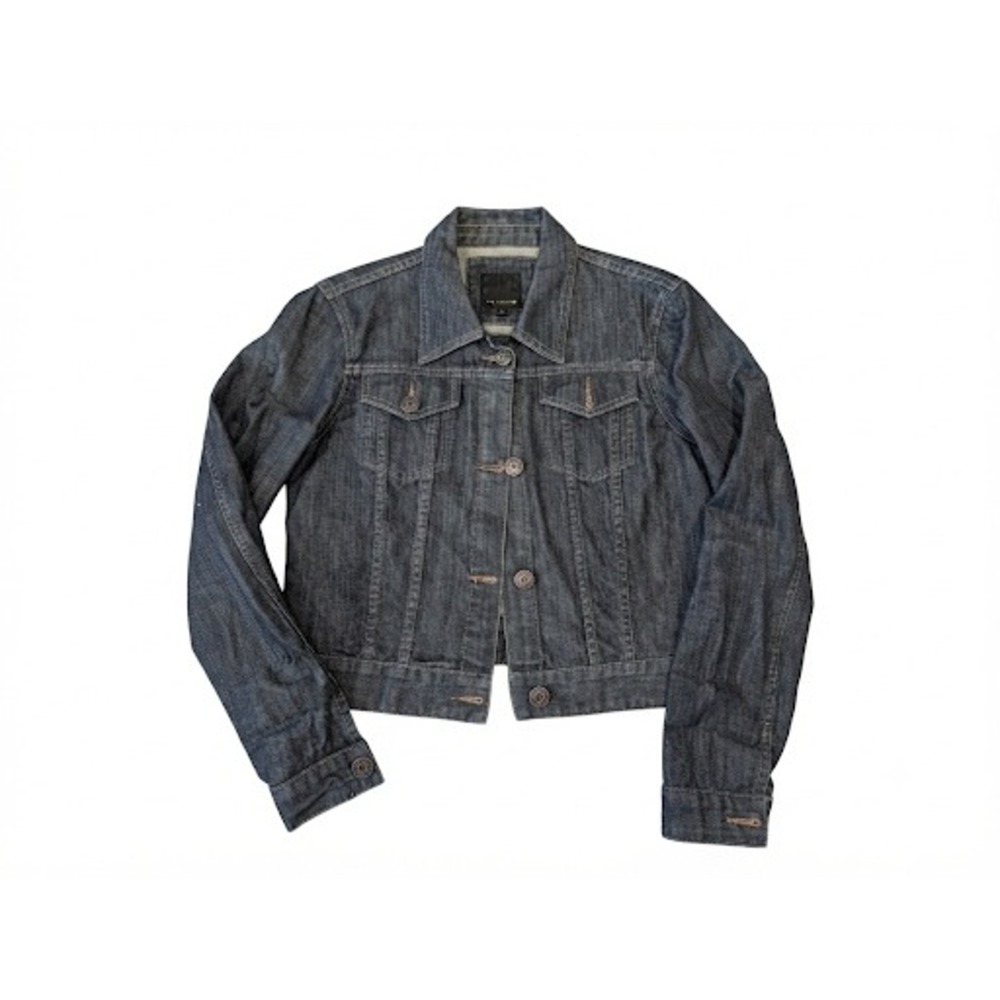The Limited Womens Dark Wash Denim Jacket Cropped Blue Jean Trucker Size Medium